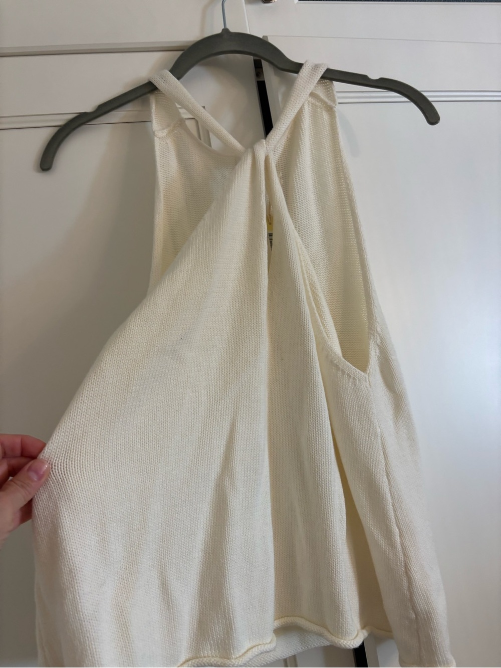 Aritzia Cream Knit Halter Tank with Twisted Back